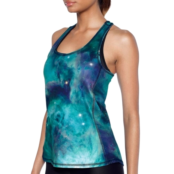 Blackmilk Galaxy Teal Knock Out Mesh Back Top Size Small - Picture 1 of 11